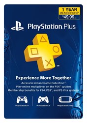 PlayStation Plus 1 Year PSN Membership - PS3/ PS4/ PS Vita (U.S Region - Digital Code)