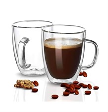 Prismora Borocilicate Double Layer Glass Mug with Handle 350ml