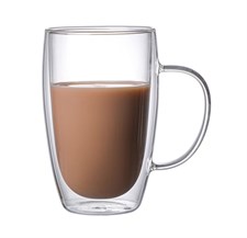 Prismora Borocilicate Double Layer Glass Mug with Handle 450ml