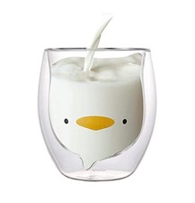 Prismora Double Layer Cute Animal Glass Yellow Duck 250ML