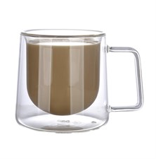 Prismora Double Layer Glass Coffee Cup With Handle 200ml