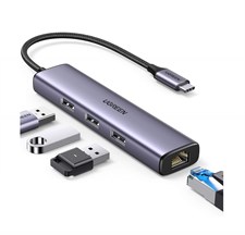 UGREEN 4 in 1 USB-C To 3 Port USB 3.0 Hub With Gigabit Ethernet